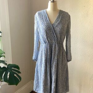 Boden Silk Blend Floral Embroidered Sheer Overlay Surplice Lined Dress Size 6